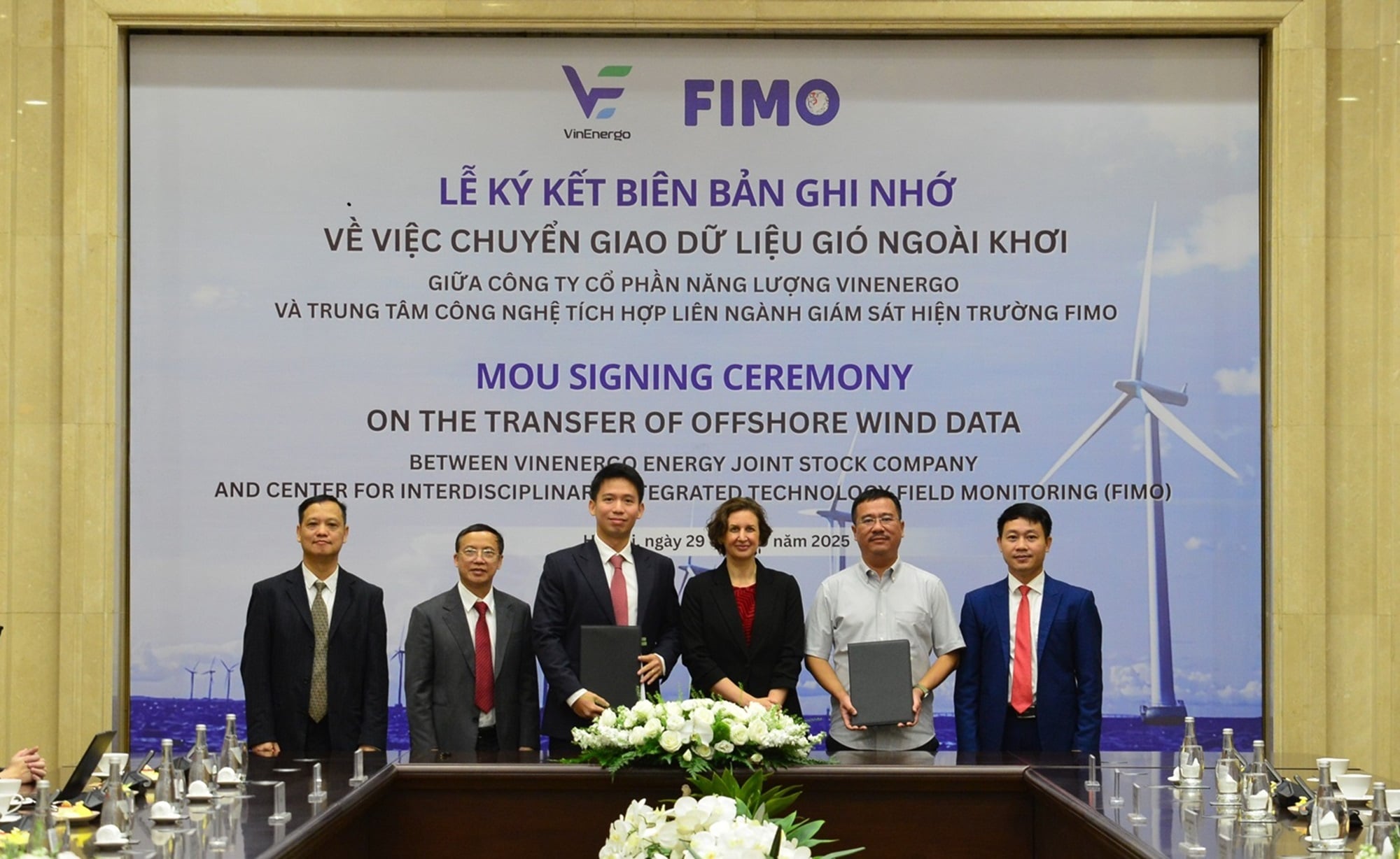 VINENERGO VÀ FIMO KÝ KẾT HỢP TÁC CHUYỂN GIAO DỮ LIỆU ĐO GIÓ ĐẦU TIÊN Ở ...